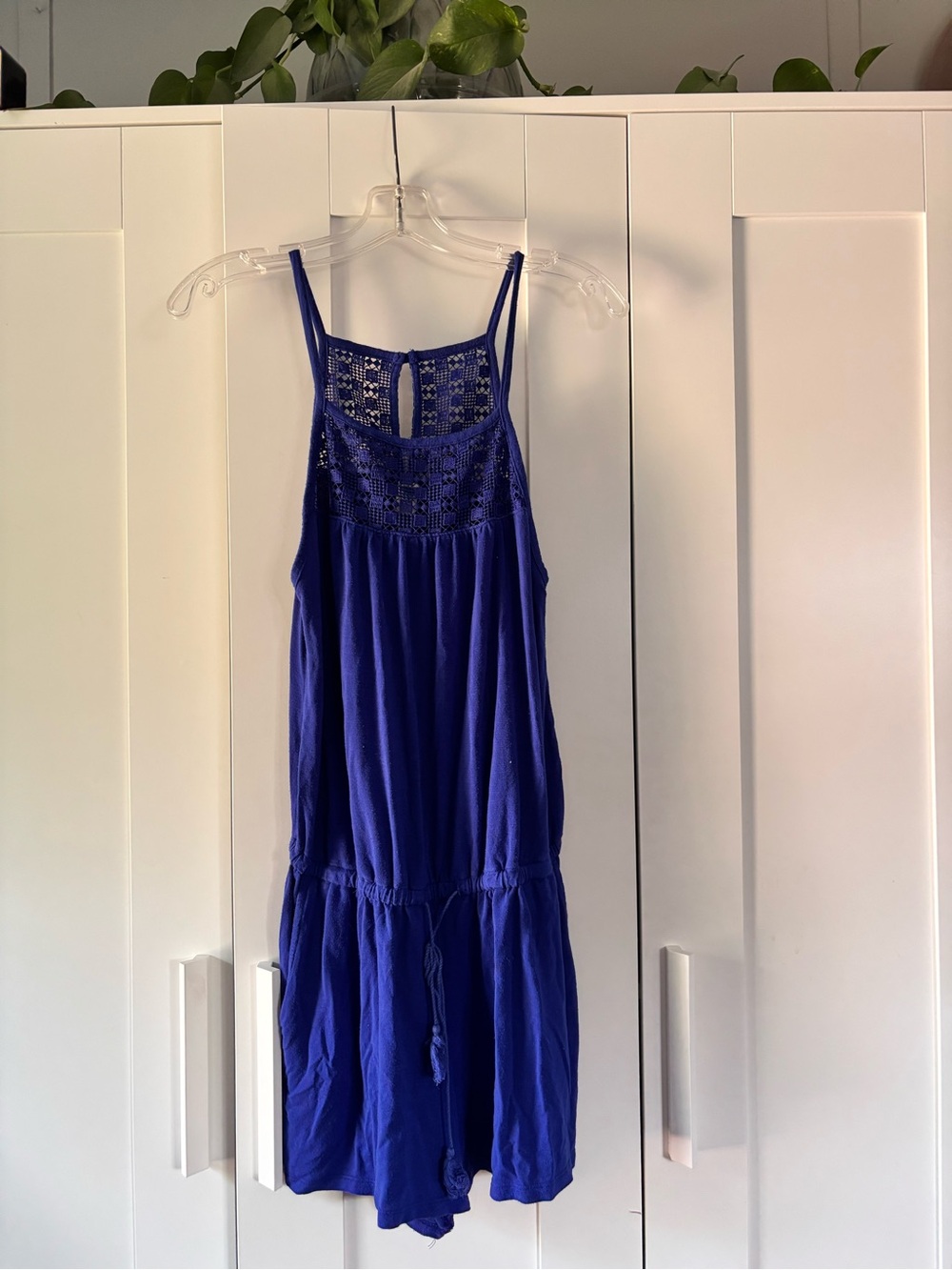 Blue Jumpsuit with Crochet Detail
